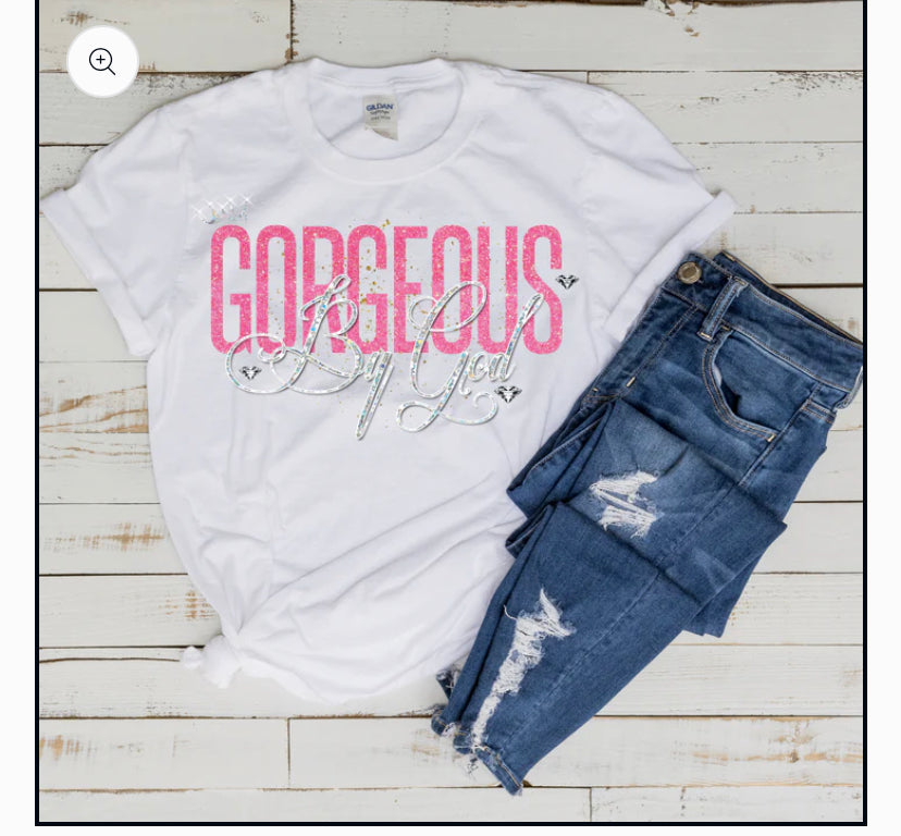 Gorgeous By God Gold Glitter Signature T- Shirt